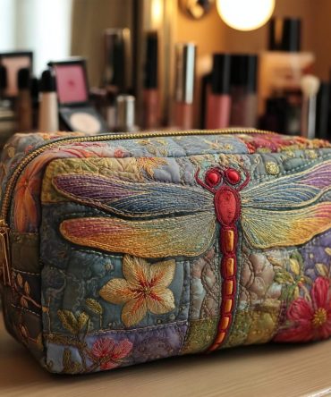 Dragonfly Meadow Quilted Makeup Bag