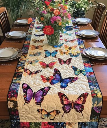 Dreamy Butterflies Quilted Table Runner