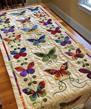 Dreamy Butterfly Quilted Table Runner