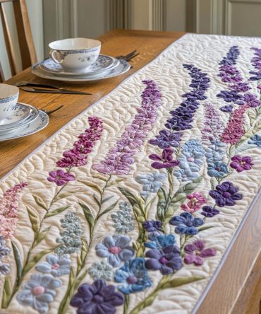 Dreamy Delphinium Quilted Table Runner