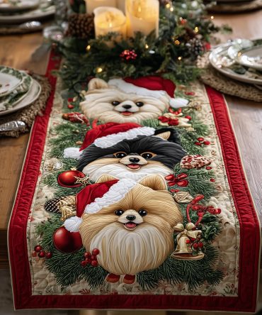 Dreamy Poms Quilted Table Runner