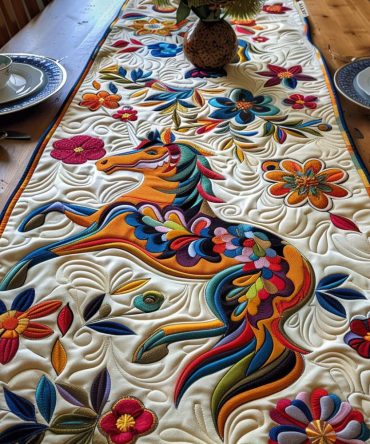 Dynamic Horse Design Quilted Table Runner