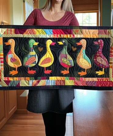 Dynamic Duck Quilted Table Runner