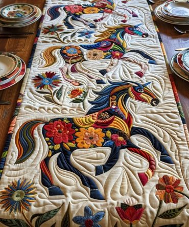 Horse Quilted Table Runner