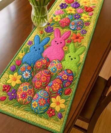 Easter Bloom Quilted Table Runner