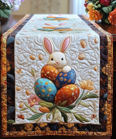 Easter Bunny Charm Quilted Table Runner