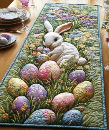 Easter Bunny Garden Quilted Table Runner