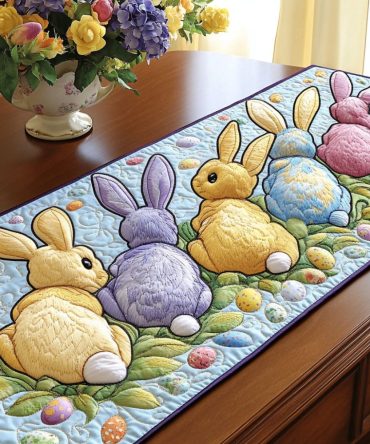 Easter Bunny Parade Quilted Table Runner