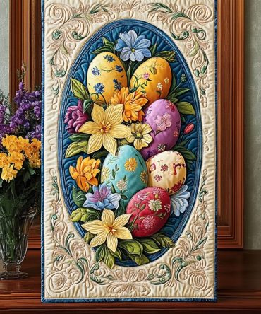 Easter Egg Meadow Quilted Table Runner