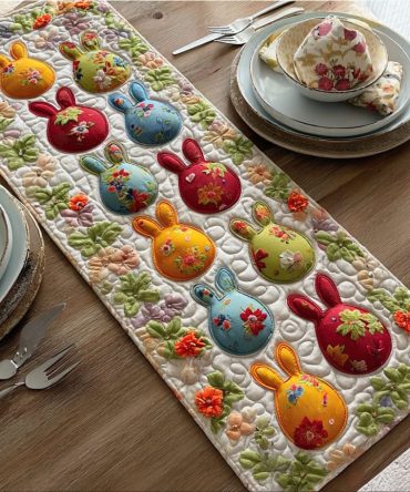 Easter Eggs Quilted Table Runner