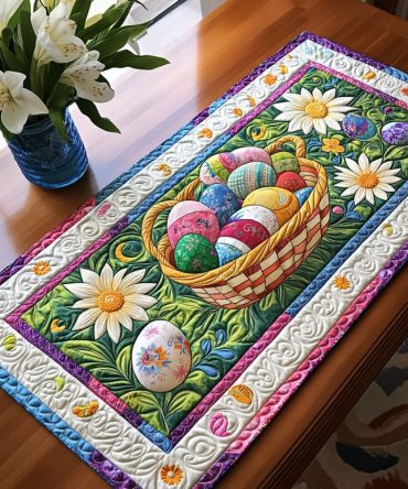 Easter Garden Delight Quilted Table Runner