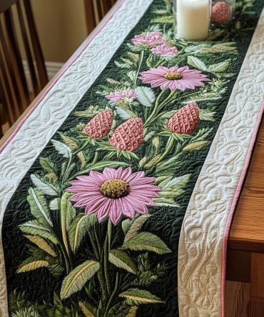 Echinacea Elegance Quilted Table Runner