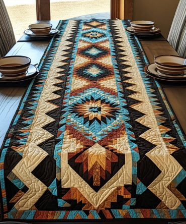 Echoed Patterns Quilted Table Runner