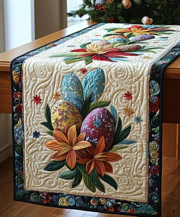 Egg-Cellent Blooms Quilted Table Runner