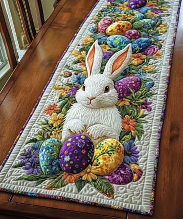 Egg Hunt Bunny Quilted Table Runner