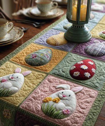 Egg Hunt Garden Quilted Table Runner