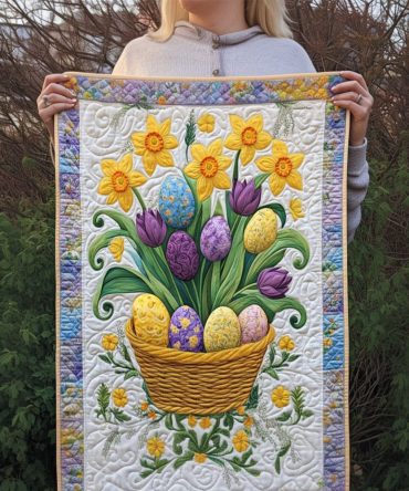 Eggs In Bloom Quilted Table Runner
