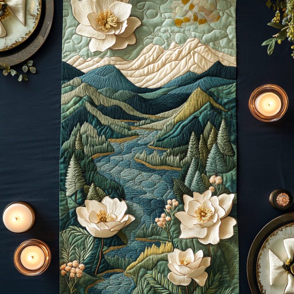 Elegant Bloom Quilted Table Runner