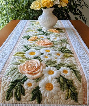 Elegant Blooms Quilted Table Runner