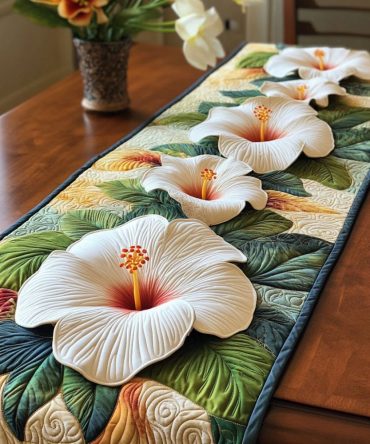 Elegant Blossoms Quilted Table Runner