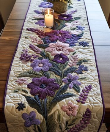 Elegant Lavender Quilted Table Runner