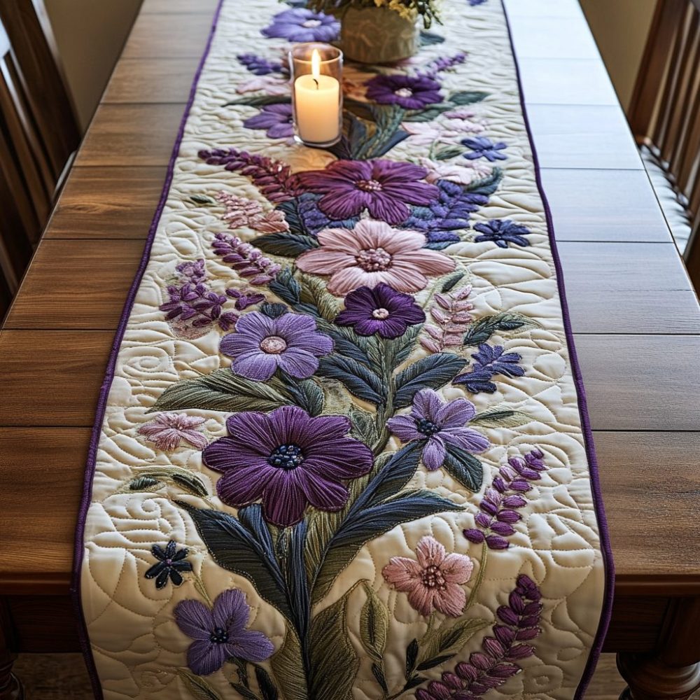 Elegant Lavender Quilted Table Runner