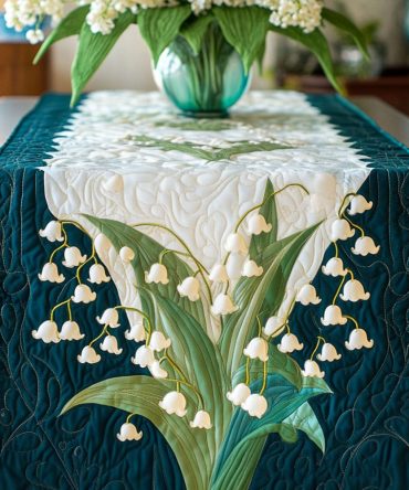 Elegant Lilies Quilted Table Runner