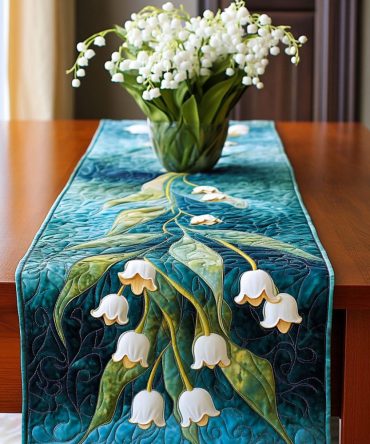 Elegant Lilies Quilted Table Runner