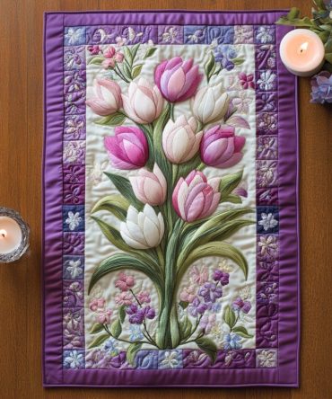 Elegant Petals Quilted Table Runner