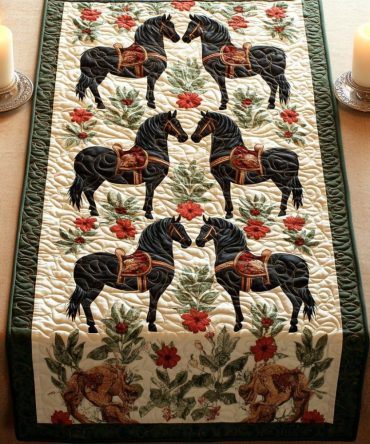 Elegant Rider Quilted Table Runner