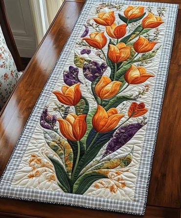 Elegant Stems Quilted Table Runner
