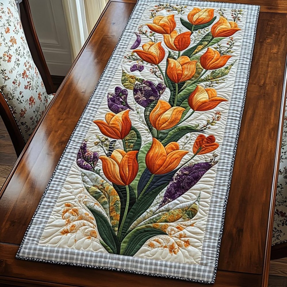 Elegant Stems Quilted Table Runner