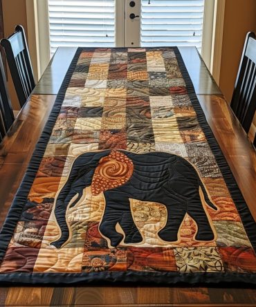 Elephant Grandeur Quilted Table Runner