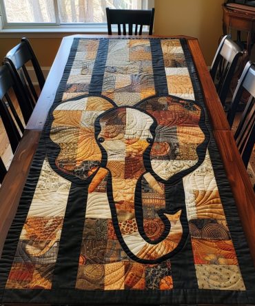 Elephant Odyssey Quilted Table Runner