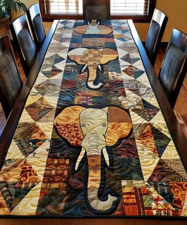 Elephant Reverie Quilted Table Runner