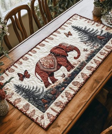 Elephant Glow Quilted Table Runner