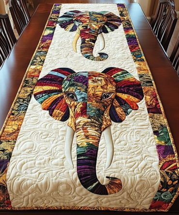 Elephant Grace Quilted Table Runner