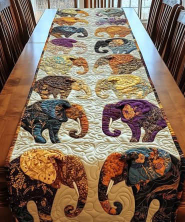 Elephant Horizon Quilted Table Runner
