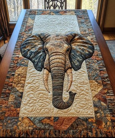 Elephant Journey Quilted Table Runner