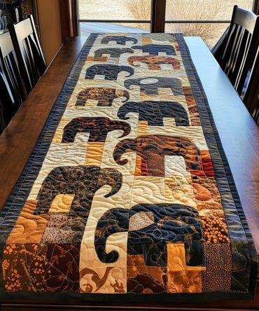 Elephant Serenade Quilted Table Runner