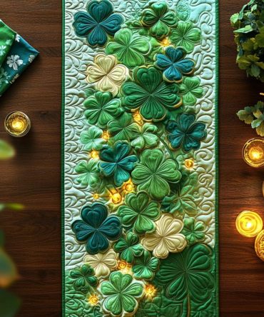 Emerald Blessing Quilted Table Runner
