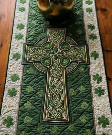 Emerald Bloom Quilted Table Runner