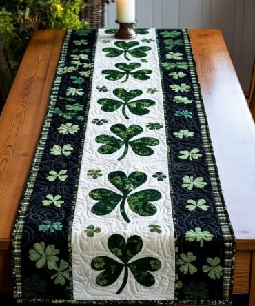 Emerald Bloom Quilted Table Runner