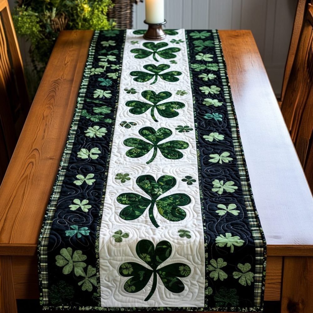 Emerald Bloom Quilted Table Runner