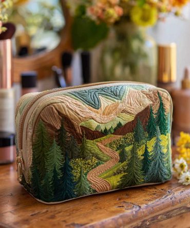 Emerald Canopy Quilted Makeup Bag