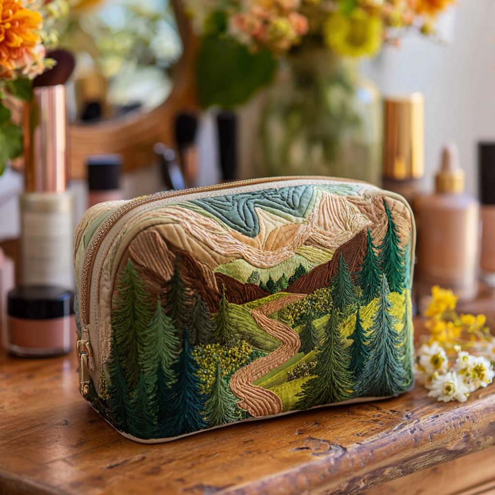 Emerald Canopy Quilted Makeup Bag