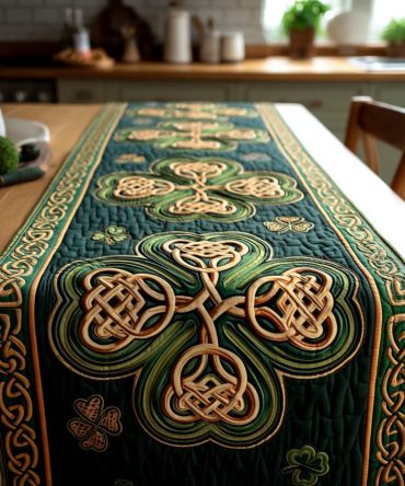 Emerald Celtic Knot Quilted Table Runner