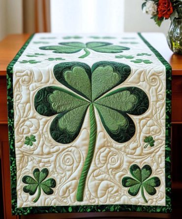 Emerald Charm Quilted Table Runner