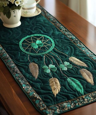 Emerald Dreamcatcher Quilted Table Runner