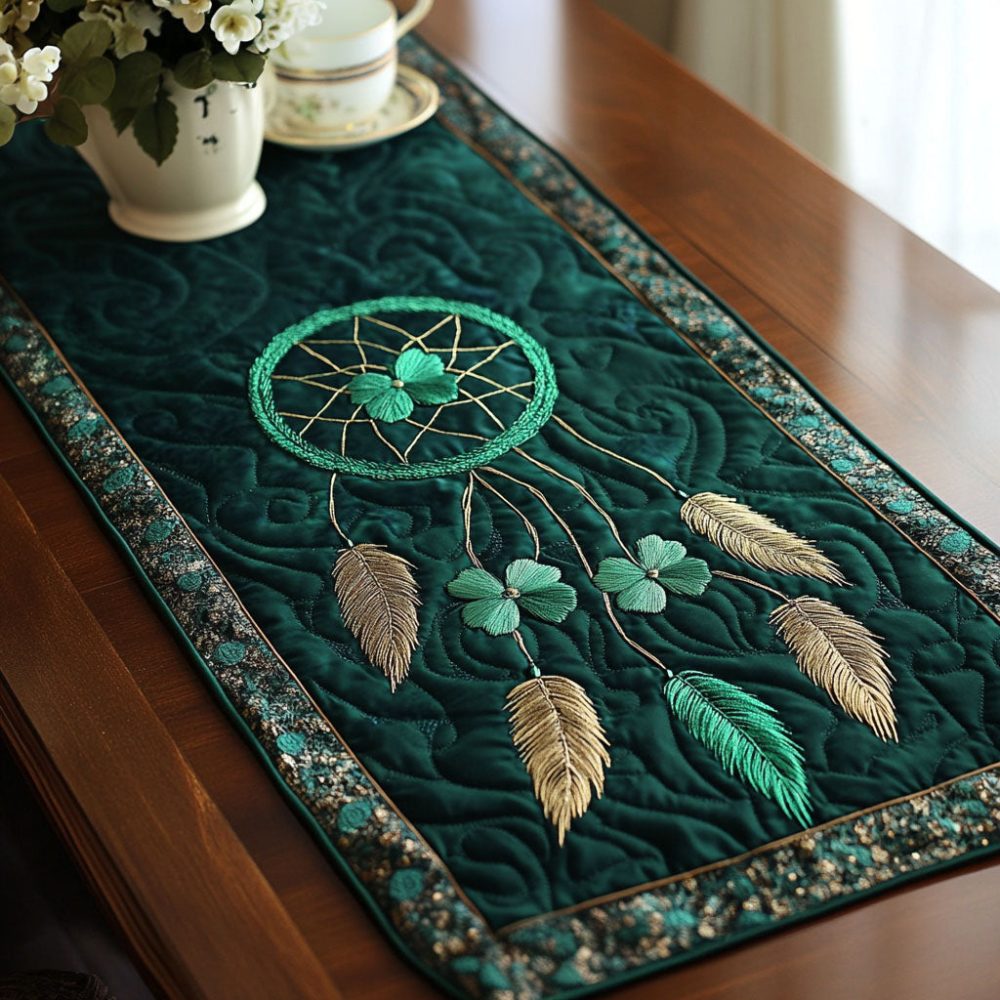 Emerald Dreamcatcher Quilted Table Runner